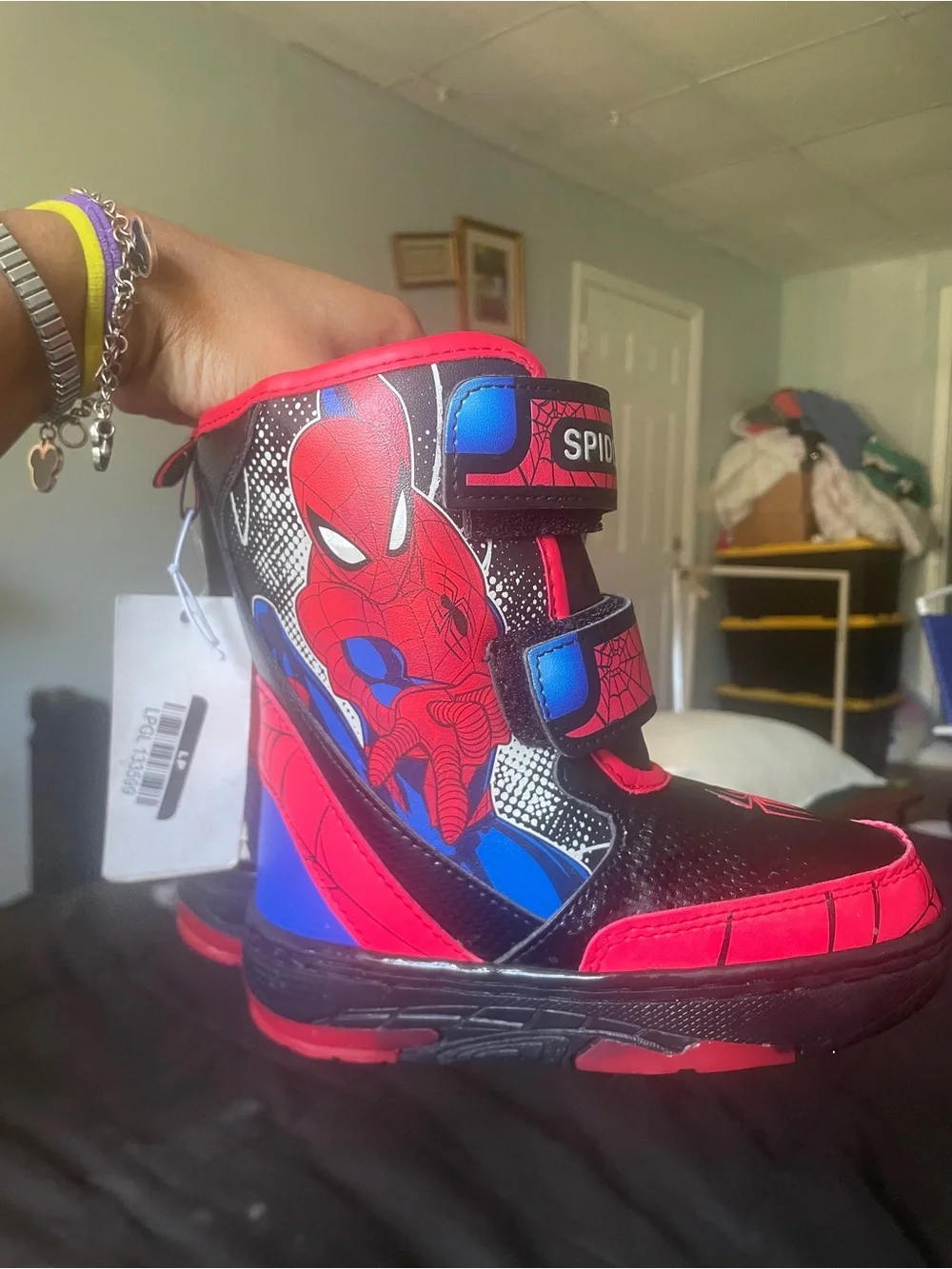 Spiderman Kids Red and Black Hook-and-Loop Boots